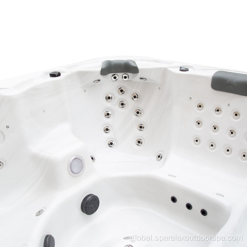 Massage whirlpool bath tub with lounge and seats